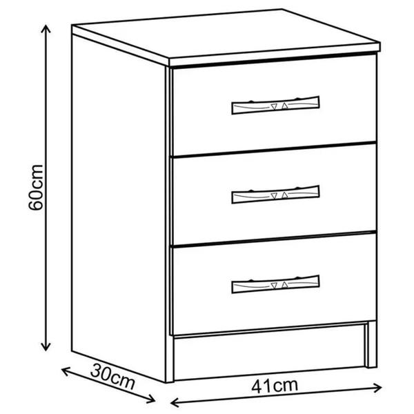 Imagem de Mesa de Cabeceira Evidencia com 3 Gavetas Cor Branco 