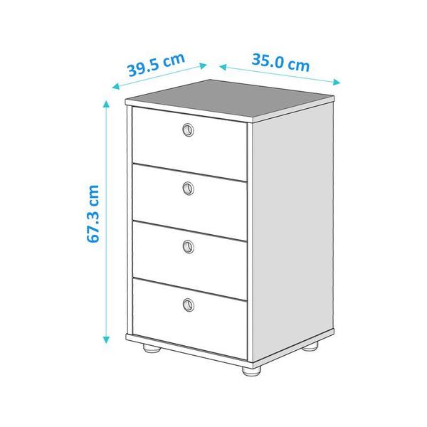 Imagem de Mesa de Cabeceira Gaveteiro Multiuso Classic 4 Gavetas Escritorio/ Quarto Madeirado