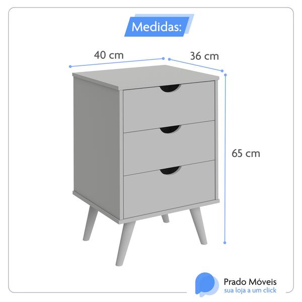 Imagem de Mesa de Cabeceira Grecia Plus Retro com Gavetas