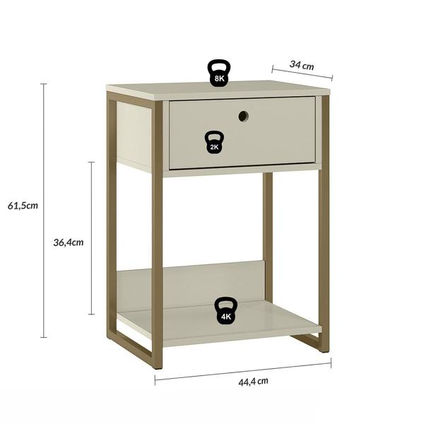 Imagem de Mesa de Cabeceira Industrial 1 Gaveta Off White - Olivar Móveis