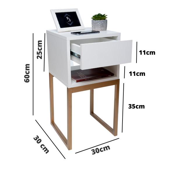 Imagem de Mesa De Cabeceira Industrial 30cm Eco Base Dourada Enviamos Montado