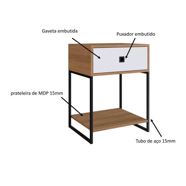 Imagem de Mesa de Cabeceira Industrial Com Estrutura em Aço 61 cm