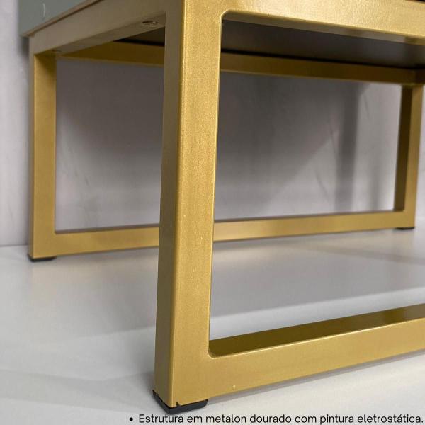 Imagem de Mesa de Cabeceira Industrial MDF com Pés Metalon Dourado PlanCasa