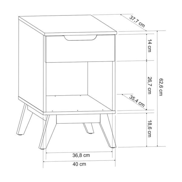 Imagem de Mesa de Cabeceira Infantil Retrô 1 Gaveta Alpi Olivar Móveis Preto