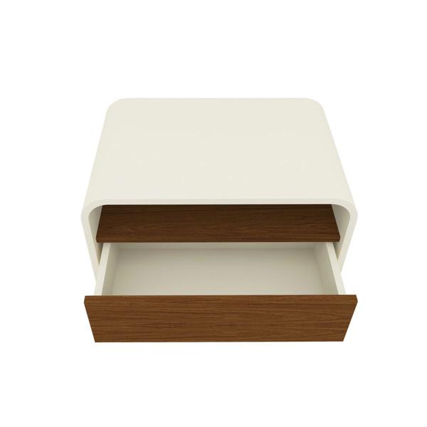 Imagem de Mesa de Cabeceira Innova 1 Gaveta 100% Mdf Off White/Castanho - Gelius