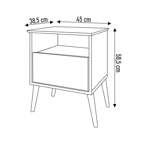 Imagem de Mesa de Cabeceira Kit 2 45cm 1 Gaveta Caribe B02 Naturalle/Off White - Mpozenato