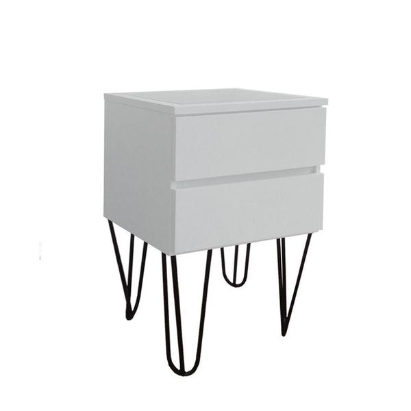 Imagem de Mesa de Cabeceira Lateral de Apoio Penteadeira Pés Hairpin Legs Estilo Industrial Off White Laca