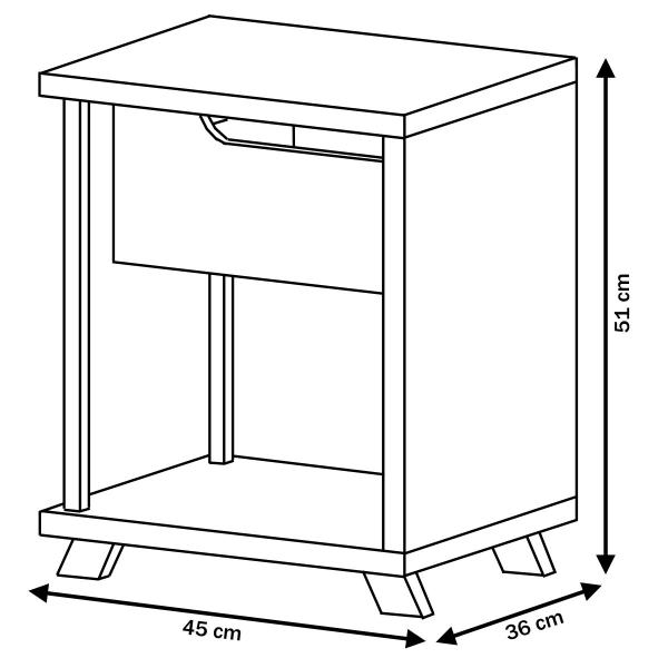 Imagem de Mesa de Cabeceira Luxo 1 Gaveta Nature 1010 - Jb Bechara