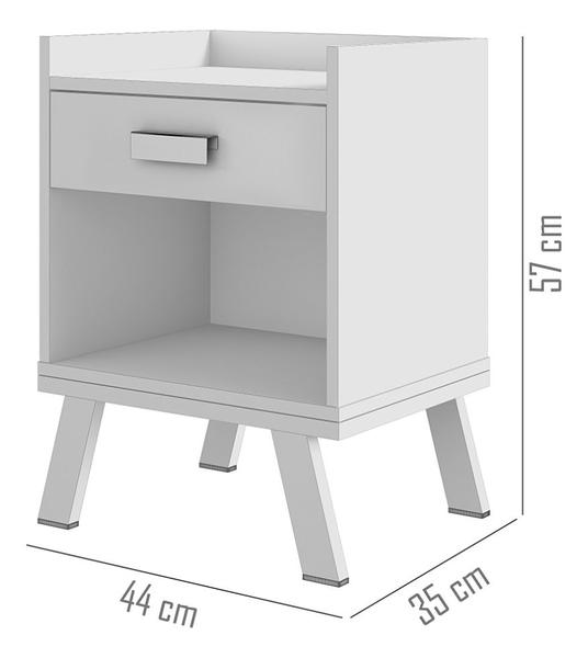 Imagem de Mesa De Cabeceira Manu Pés Em Aço Gaveta Industrial Moderna