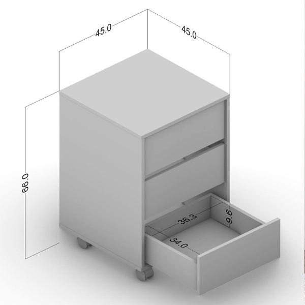 Imagem de Mesa de Cabeceira Mauá 3 Gavetas com Rodízios Branco - Politorno