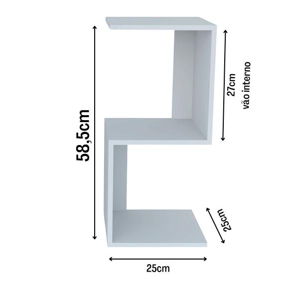 Imagem de Mesa de Cabeceira MDF Z Branco Nicho Quarto Decoração Sala Madeira Escritório Organizador Luminaria