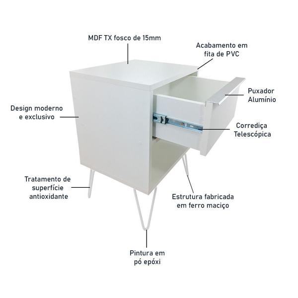 Imagem de Mesa De Cabeceira Milão Nicho Quarto Mdf Branco