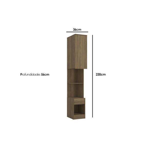 Imagem de Mesa de Cabeceira Modulada Armário de Adapt N554 c/ 1 Porta e 1 Gaveta Nogueira - Kappesberg