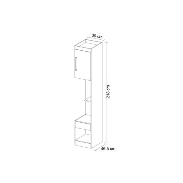 Imagem de Mesa de Cabeceira Modulada Armário   Módena 71100 c/ 1 Porta e 1 Gaveta cor Amendola/Branco - Demóbile