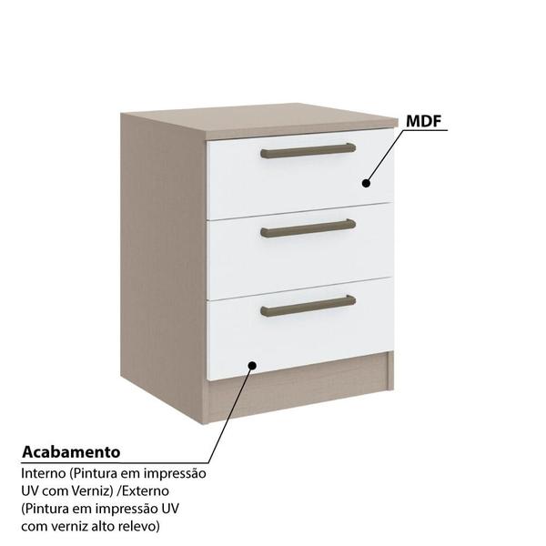 Imagem de Mesa de Cabeceira Modulada Requinte com 3 Gavetas - Duna Line/Branco Line