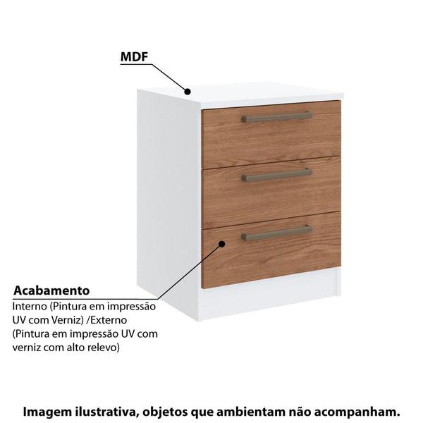 Imagem de Mesa de Cabeceira Modulada Requinte com 3 Gavetas - Macadâmia/Duna Line