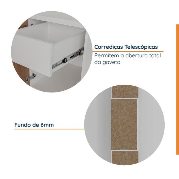 Imagem de Mesa de Cabeceira Modular Esquerda 2 Portas 1 Gaveta Hera CabeCasa MadeiraMadeira