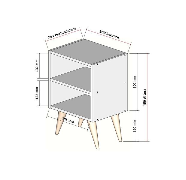 Imagem de Mesa de Cabeceira Nicho Quarto Casal Decoração Retro Palma Branco