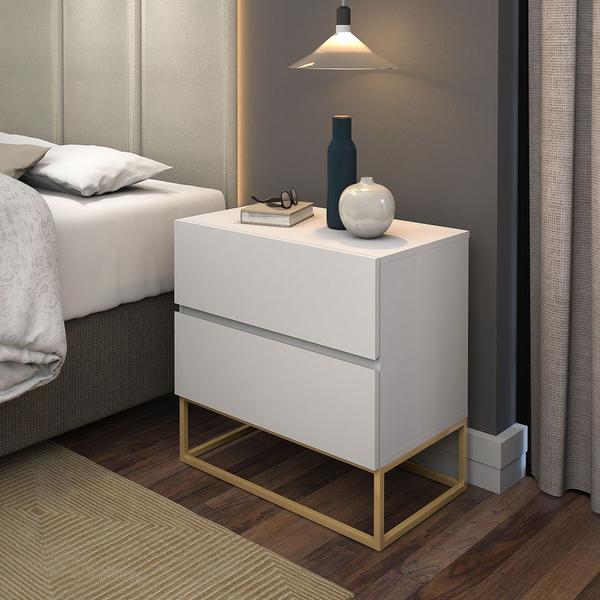 Imagem de mesa de cabeceira para cama quarto casal eros 45cm 2 gavetas espaçosas e moderna design elegante e industrial