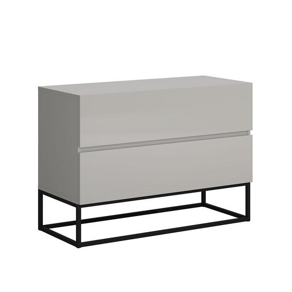 Imagem de mesa de cabeceira para cama quarto casal eros 60cm 2 gavetas espaçosas e moderna design elegante e industrial pé preto