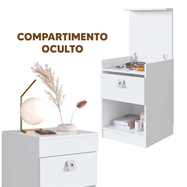 Imagem de Mesa De Cabeceira Para Quarto Elegante Branco Ellas Shop Jm