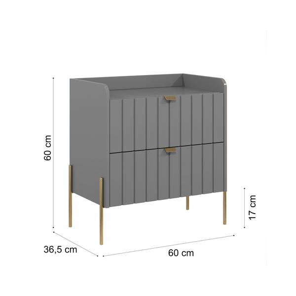 Imagem de mesa de cabeceira para quarto em mdf lateral de cama gaveteiro 2 gavetas moriah 60cm gavetas suaves e modernas