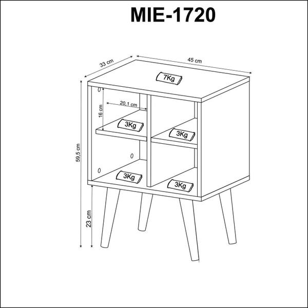 Imagem de Mesa de Cabeceira para Quarto Infantil Angel Espresso Móveis Amendoa/Branco Off