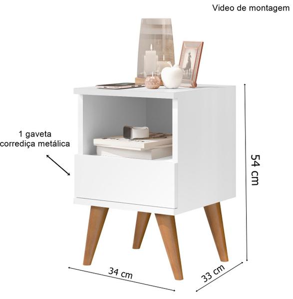 Imagem de Mesa de Cabeceira Paris Pés Palito 1 Gaveta cor Branco - Comprar moveis para sua casa