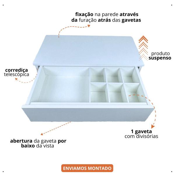 Imagem de Mesa De Cabeceira Penteadeira Com 1 Gaveta Com Divisórias 80cm