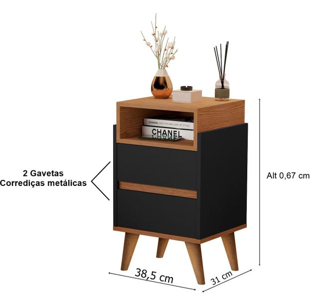 Imagem de Mesa de Cabeceira Pés Palito 2 Gavetas Veronica Cores - Comprar Moveis em Casa