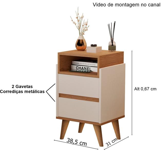 Imagem de Mesa de Cabeceira Pés palito Verona cor Off / Nature - Comprar moveis de casa