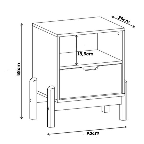 Imagem de Mesa de Cabeceira Quarto Antares 1 Gaveta Pés Madeira Maciça
