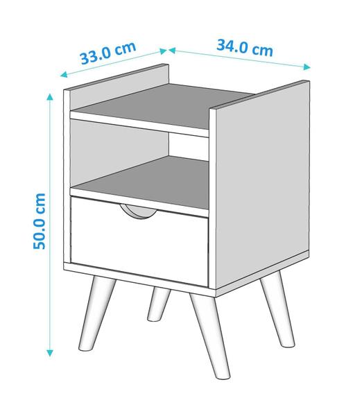 Imagem de Mesa De Cabeceira Quarto Casal Solteiro Alice 1 Gaveta - Branco