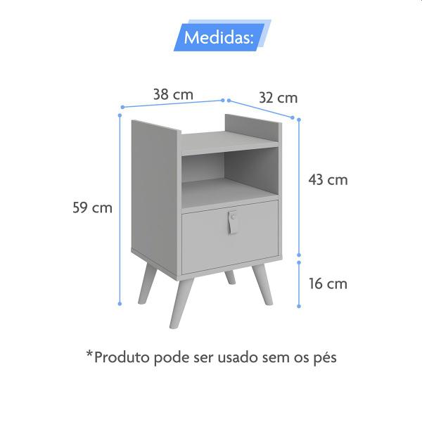 Imagem de Mesa De Cabeceira Quarto Estilo Retrô Pés Palito - Florença - Cor: Preto Com Freijó - Lojas G2 Móveis