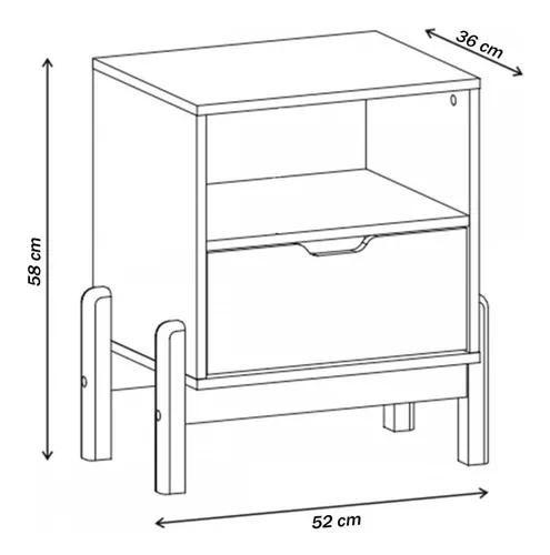 Imagem de Mesa De Cabeceira Quarto Mini Cômoda Antares 1 Gaveta e 1 Nicho - Branco