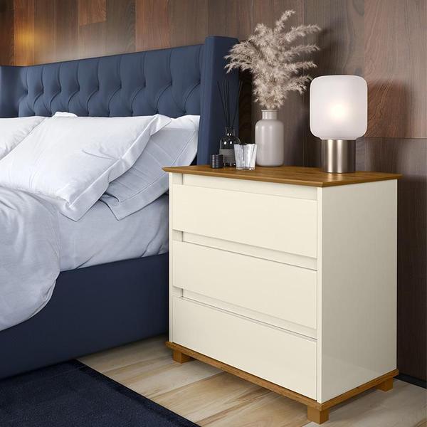 Mesa de Cabeceira Quarto Mini Cômoda EJ com 3 Gavetas - EJ Móveis Mesa de Cabeceira Quarto Mini Cômoda EJ com 3 Gavetas - EJ Móveis