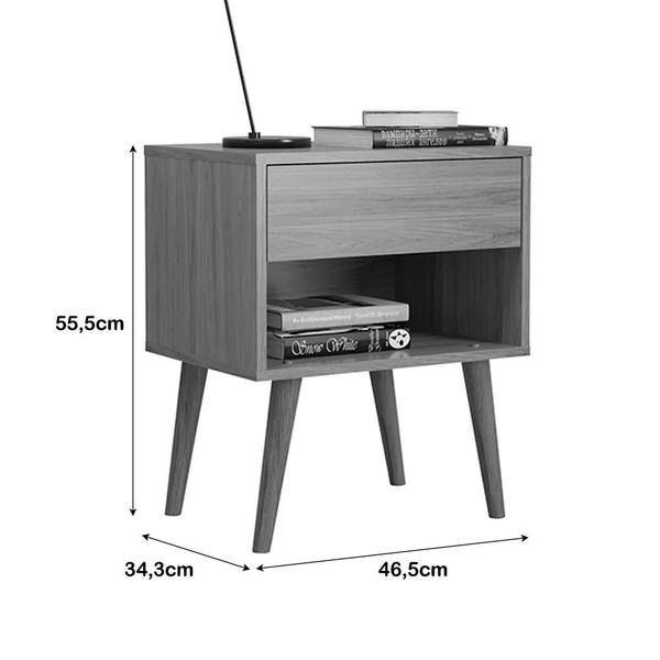 Imagem de Mesa de Cabeceira Quarto Villare 01 Gaveta Pés de Madeira