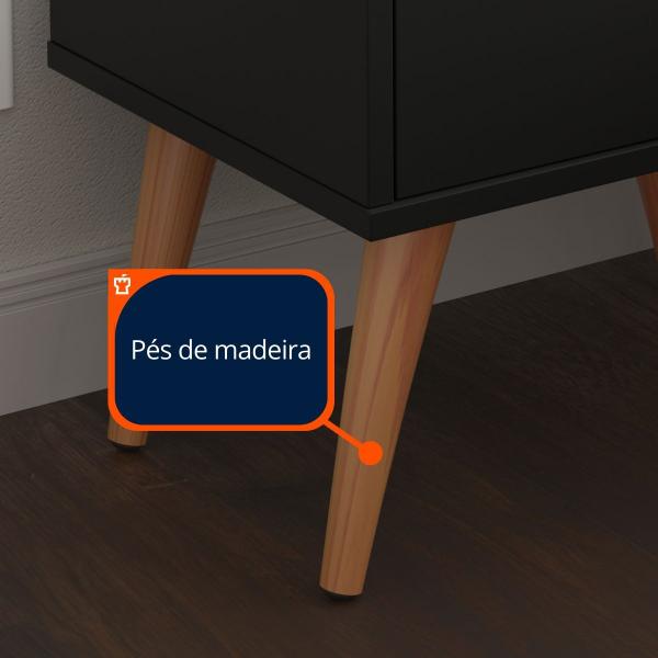 Imagem de Mesa de Cabeceira Retrô 2 Gavetas - Preto - Mod.1213