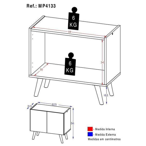 Imagem de Mesa de Cabeceira Retrô 2 Portas Multimóveis MP4133