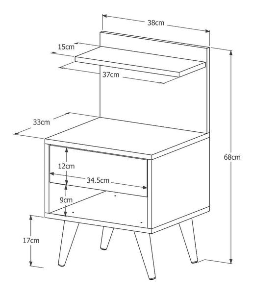 Imagem de Mesa De Cabeceira Retrô Com 1 Gaveta Sleep Com Prateleira