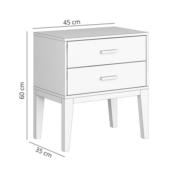 Imagem de Mesa de Cabeceira Retrô Infantil Teens 2 Gavetas Pés de Madeira