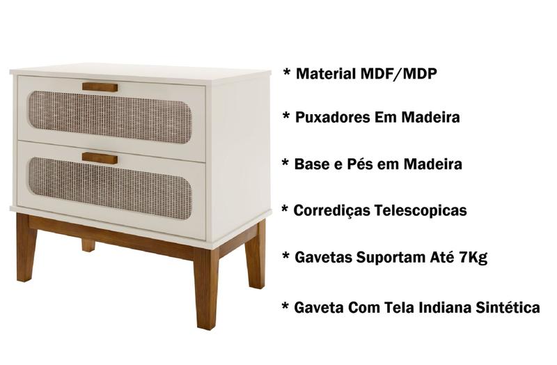 Imagem de Mesa de Cabeceira Retro Pés de Madeira Maciça cor off white