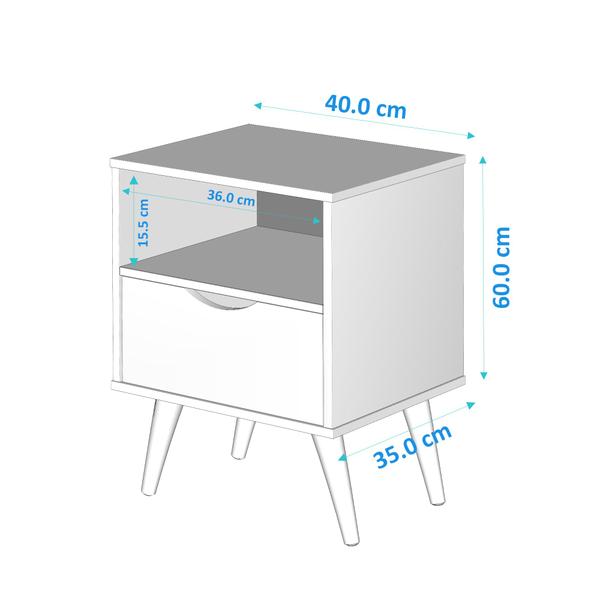 Imagem de Mesa De Cabeceira Retrô Pés Palito Com 1 Gaveta E 1 Nicho - Inova - Cores Diversas - Lojas G2 Móveis