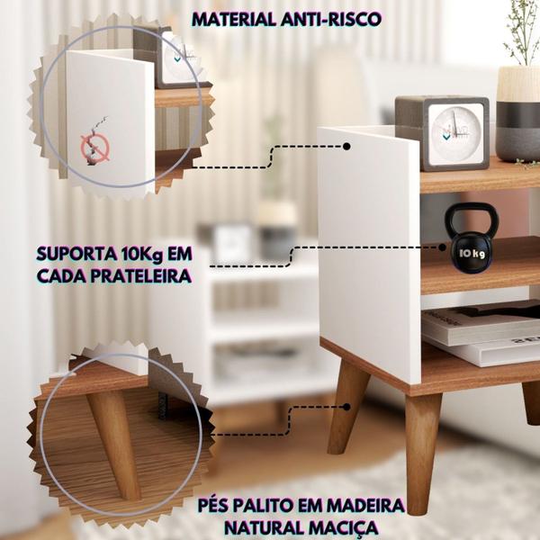 Imagem de Mesa de Cabeceira Retrô Pés Palito de Madeira Mesinha Lateral Várias Cores