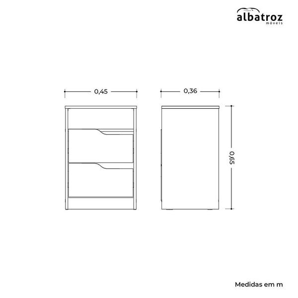 Imagem de Mesa de Cabeceira Sole 2 Gavetas Flex - Móveis Albatroz