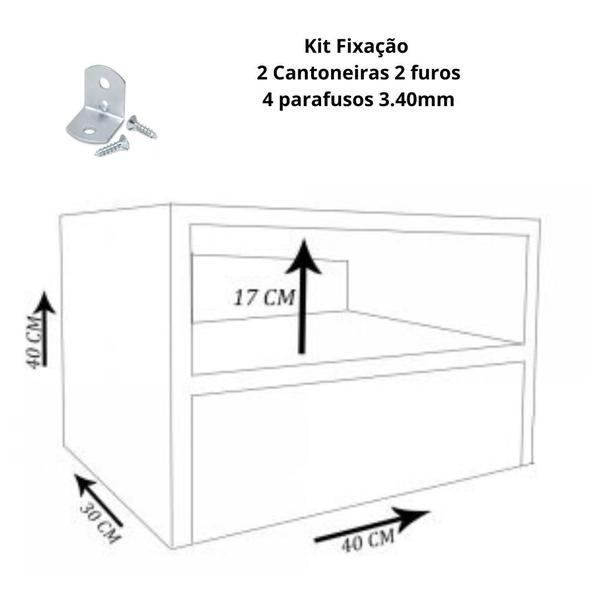 Imagem de Mesa De Cabeceira Suspensa 1 Gaveta Em MDF Branco