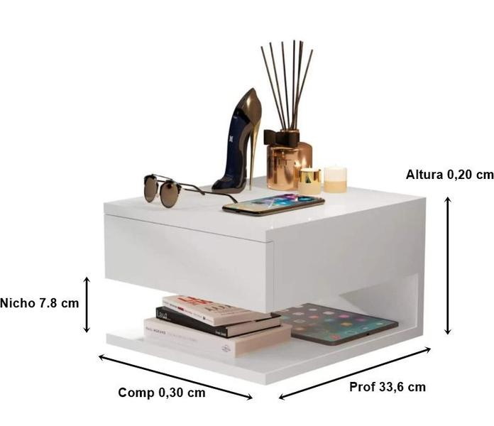 Imagem de Mesa de cabeceira Suspenso Flórida Branco - Comprar Moveis em Casa