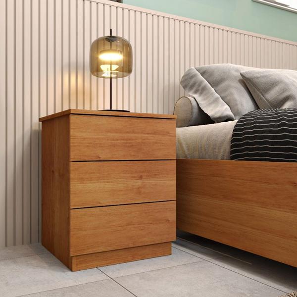 Mesa de Cabeceira Veronna 3 Gavetas MDF Tcil Móveis Mesa de Cabeceira Veronna 3 Gavetas MDF Tcil Móveis