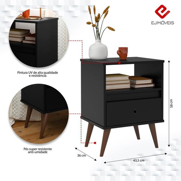 Imagem de Mesa de Cabeceira Wood NEW Ej Móveis Preto/Nature 28507