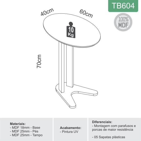 Imagem de Mesa de Canto 60cm 100% Mdf Freijo - Dalla Costa